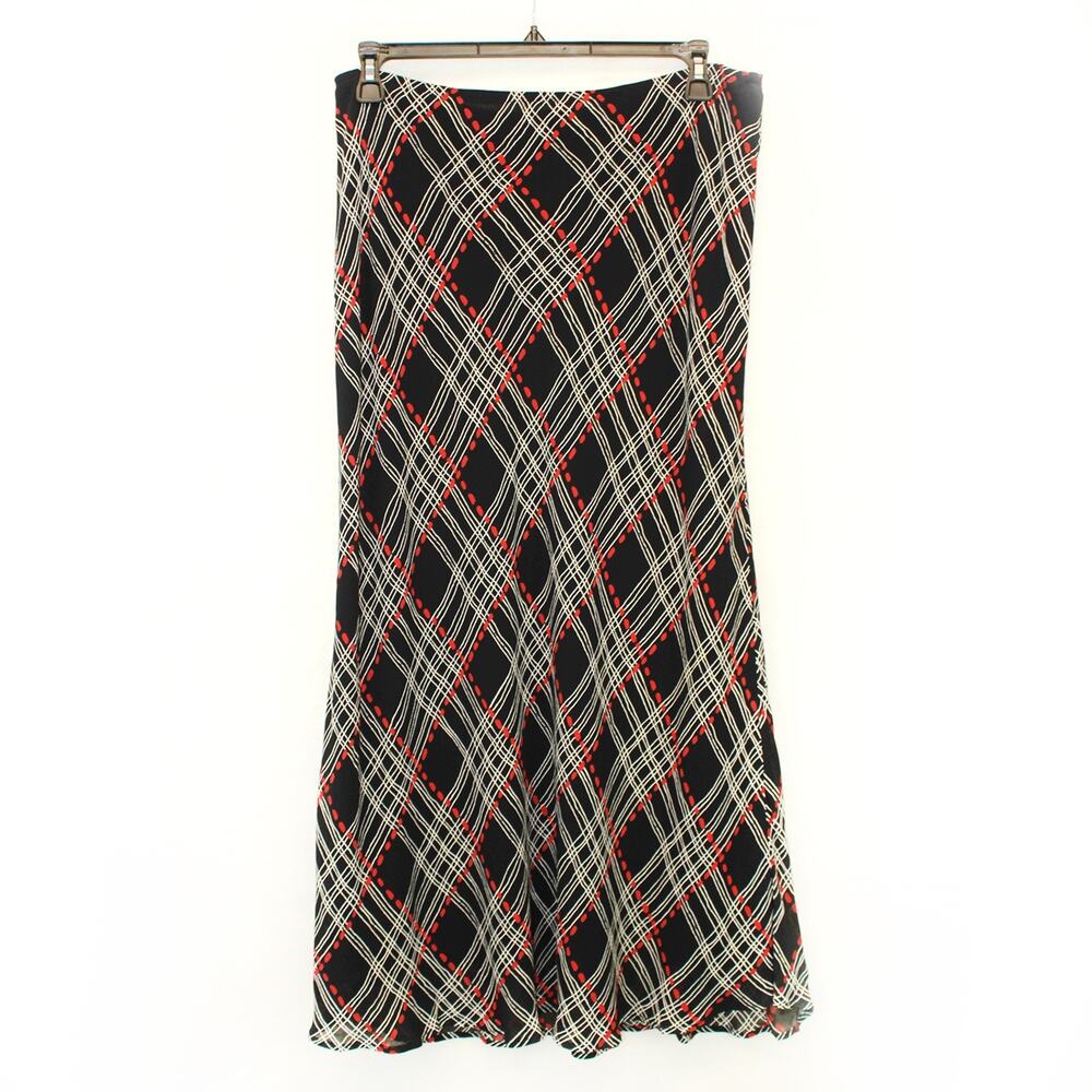 Carol Anderson Y2K lined abstract print lined rayon A-line mdi skirt Large